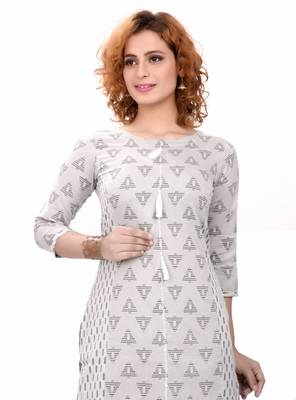 Grey printed cotton cotton-kurtis 4