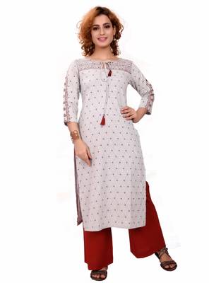 Grey embroidered cotton cotton-kurtis 1