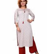 Grey embroidered cotton cotton-kurtis