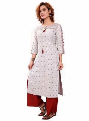Grey embroidered cotton cotton-kurtis 3