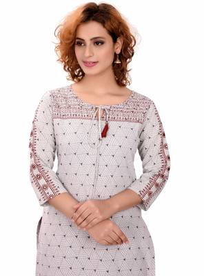 Grey embroidered cotton cotton-kurtis 4
