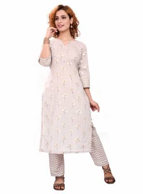 Grey printed cotton cotton-kurtis 1