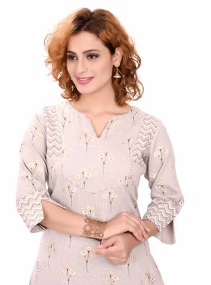 Grey printed cotton cotton-kurtis 4