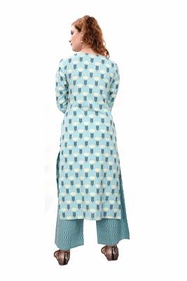 Light blue printed cotton cotton-kurtis 4