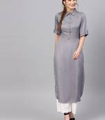 Grey printed Rayon kurti