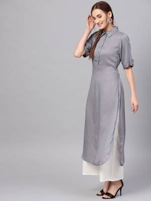 Grey printed Rayon kurti 2