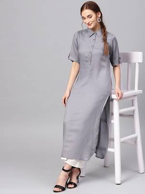 Grey printed Rayon kurti 5