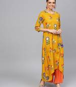 Yellow printed Rayon kurti