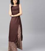 Brown printed Rayon stitched kurta sets