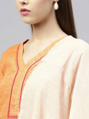 Orange printed Silk stitched kurta sets 4