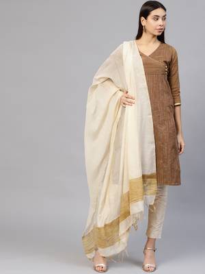 Brown printed Silk stitched kurta sets 1