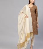 Brown printed Silk stitched kurta sets