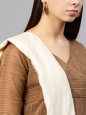 Brown printed Silk stitched kurta sets 3