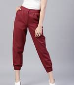 Maroon plain cotton trousers
