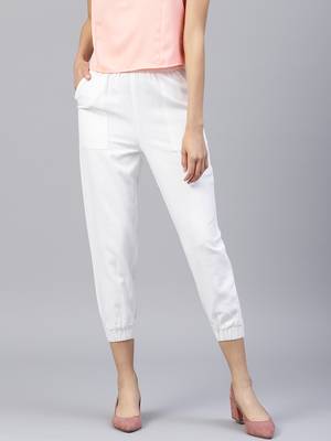 White plain cotton trousers 1
