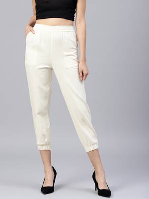 White plain cotton trousers 1