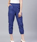 Blue plain cotton trousers