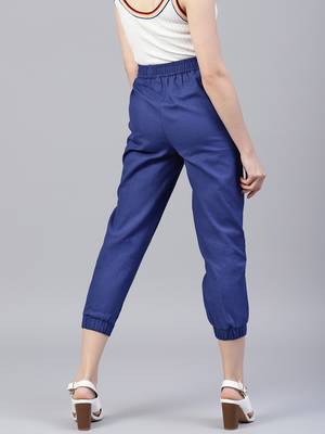 Blue plain cotton trousers 4