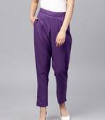 Purple plain cotton trousers