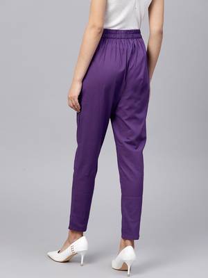 Purple plain cotton trousers 4