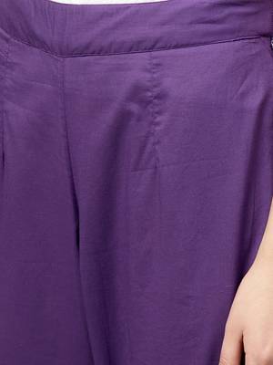 Purple plain cotton trousers 5