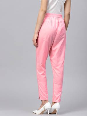 Pink plain cotton trousers 3