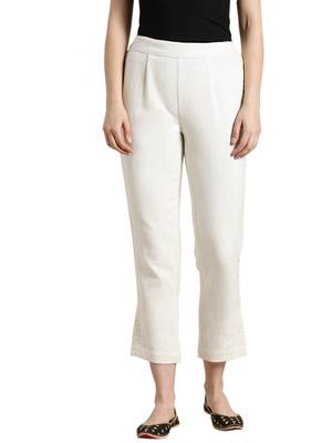 White plain cotton trousers 1