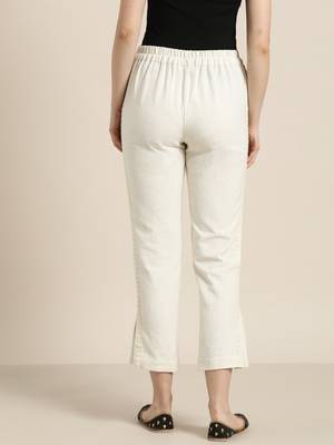 White plain cotton trousers 3