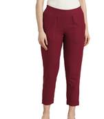 Maroon plain cotton trousers