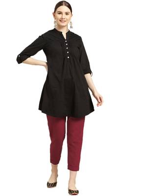 Maroon plain cotton trousers 4