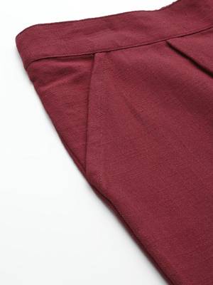 Maroon plain cotton trousers 5