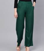 Green plain rayon patialas-pants