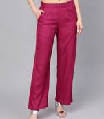 Magenta plain rayon patialas-pants