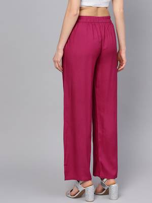 Magenta plain rayon patialas-pants 3