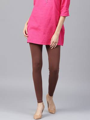 Brown plain cotton leggings 1