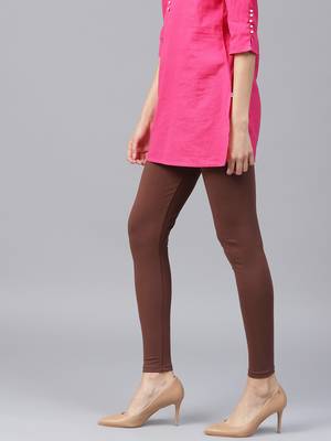 Brown plain cotton leggings 3