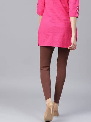 Brown plain cotton leggings 4