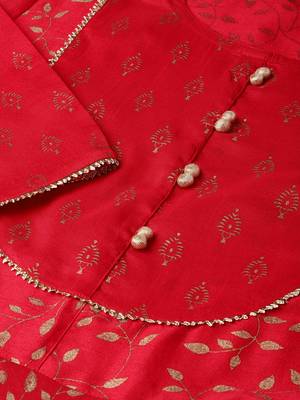 Red printed Crepe stitched kurta sets 5