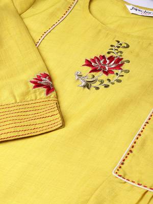 Yellow printed Cotton stitched kurta sets 5