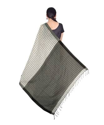 White & Black Hand Weaving Work Cotton Anarkali Design Handloom saree With blouse 2