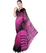 Purple Hand Weaving Work Cotton Silk Ikkot Design Handloom saree With blouse