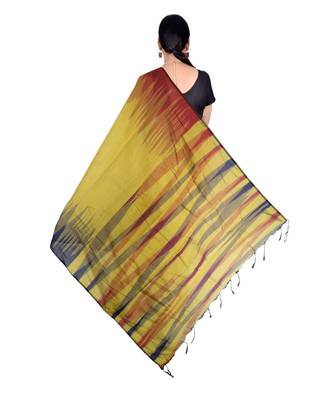 Yellow Hand Weaving Work Cotton Silk Ikkot Design Handloom saree With blouse 2