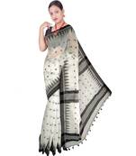 White Hand Weaving Work Cotton Silk Temple Design Handloom saree With blouse