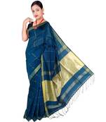 Green Hand Weaving  & Jori Work Cotton Silk Check Design Handloom saree With blouse
