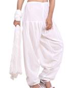 White plain cotton patialas-pants