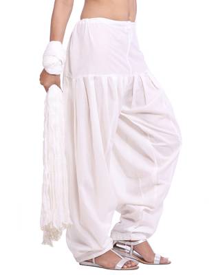 White plain cotton patialas-pants 2