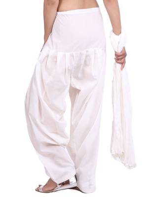 White plain cotton patialas-pants 3