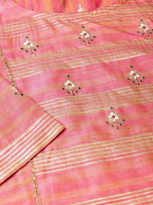 Pink printed Cotton stitched kurta sets 4