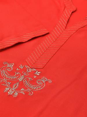 Red printed Rayon stitched kurta sets 4