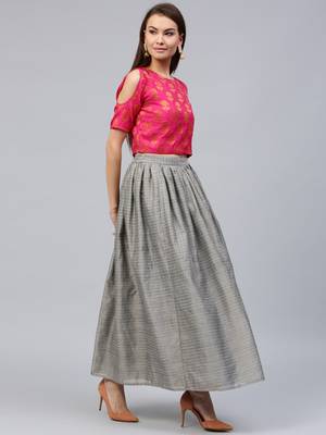 multicolor printed Chanderi stitched kurta sets 2